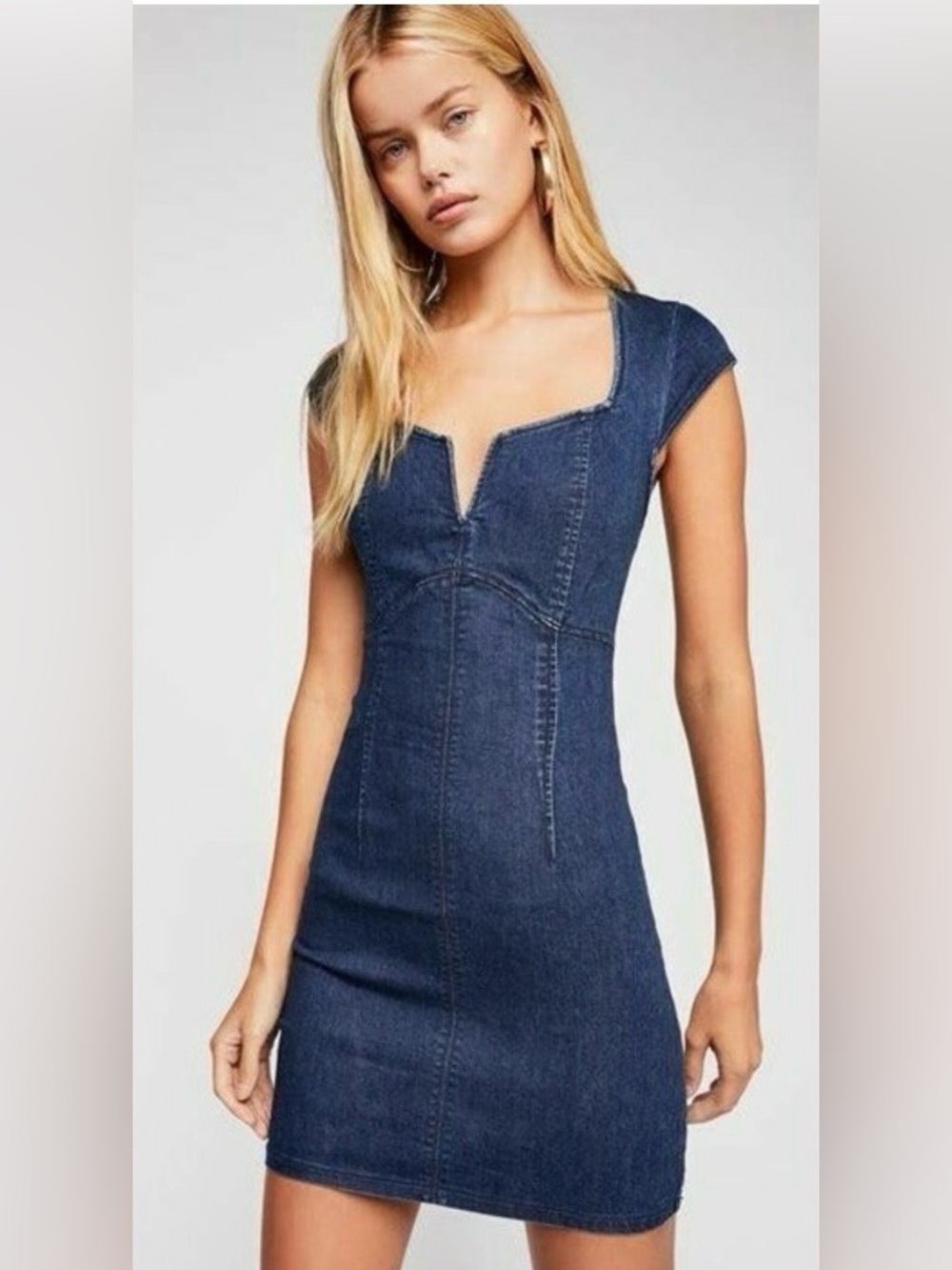 Free People Lia Denim Mini Dress , sz : XS